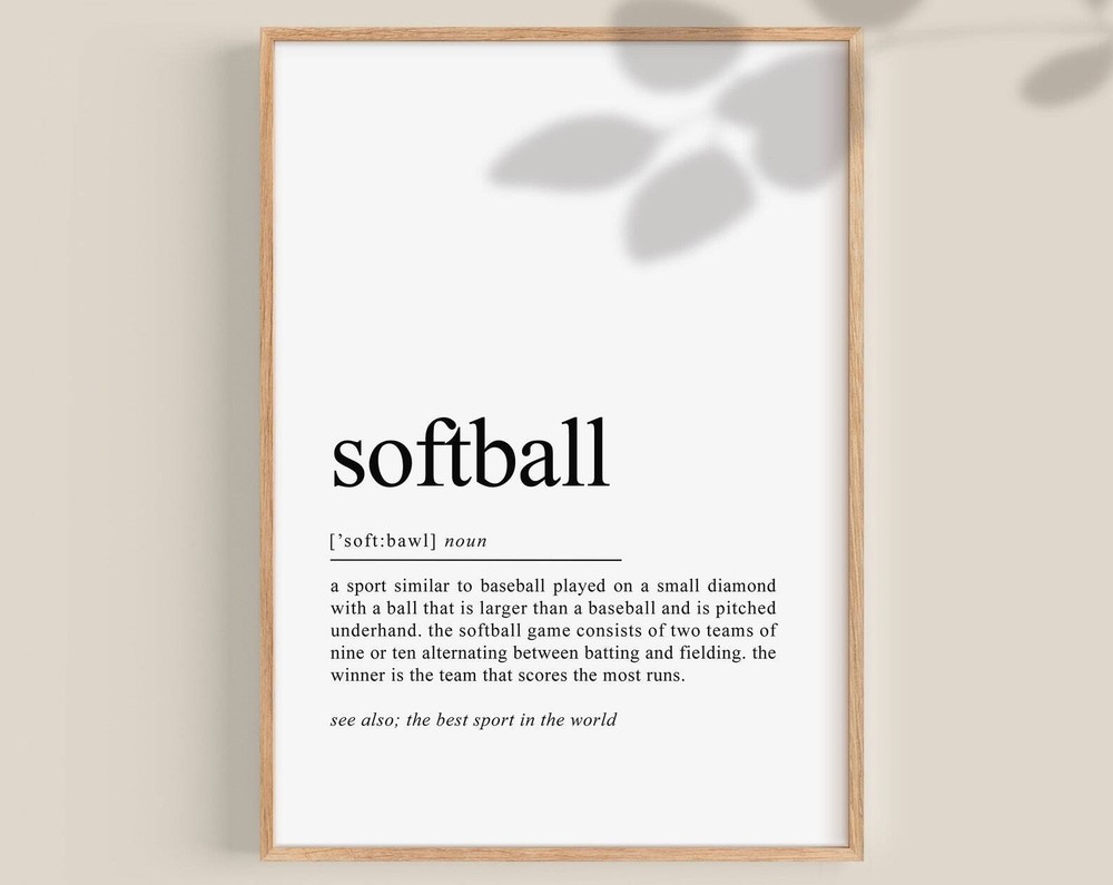 Softball Definition Print Softball Girls Gift Poster Softball Wall Art Softball
