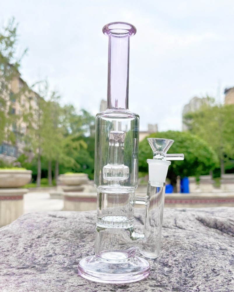 Pink 10'' Honeycomb Perc Filter Glass Bong Bubbler Hookah Water Pipe (Only One)