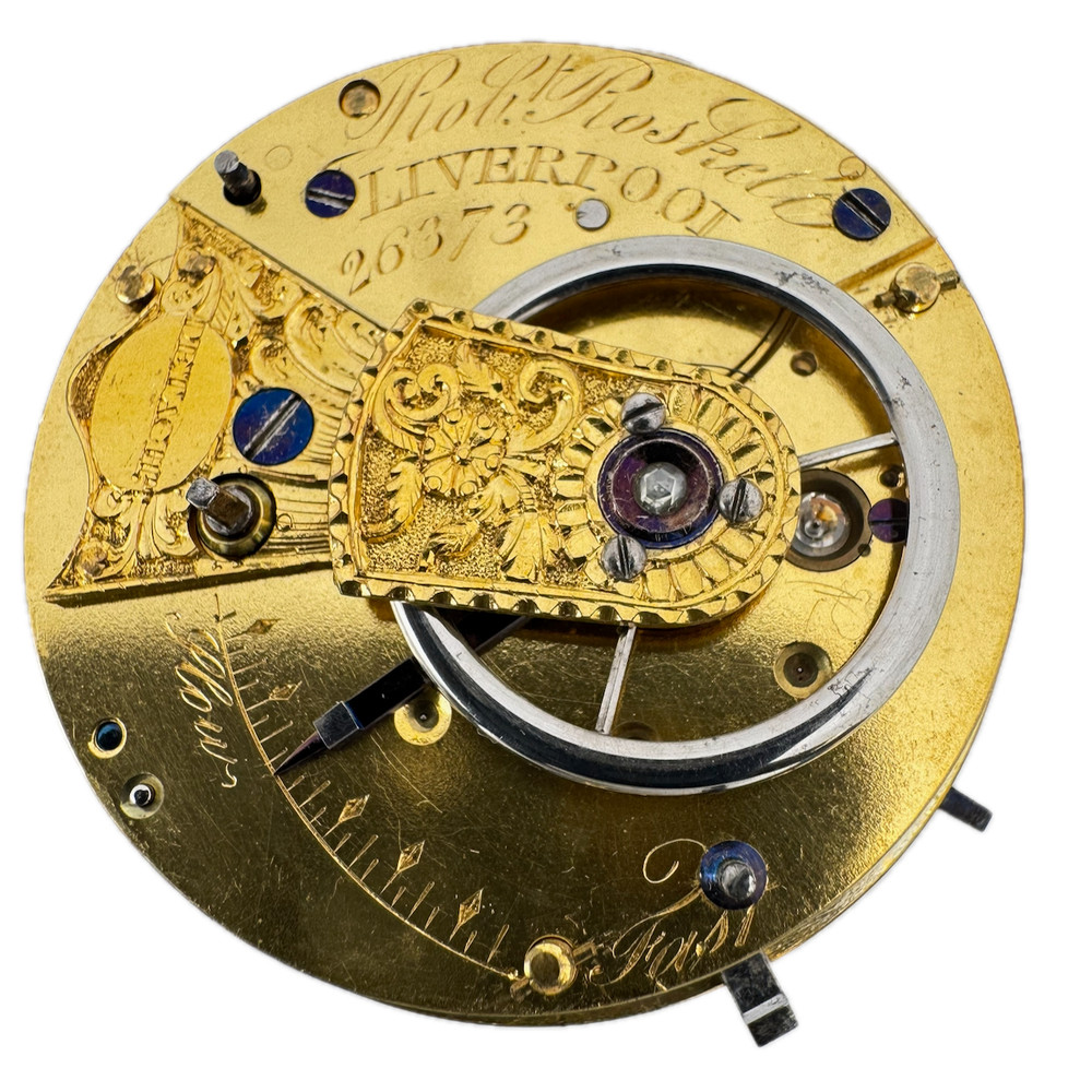 Antique 42mm Rob Roskell Liverpool Key Wind Fusee Pocket Watch Movement England