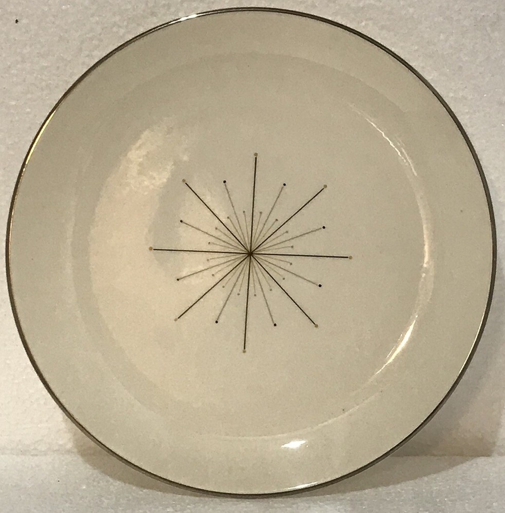 MODERN STAR VINTAGE MCM ATOMIC NORTH STAR SALAD DESSERT PLATE SILVER TRIM 6 3/4