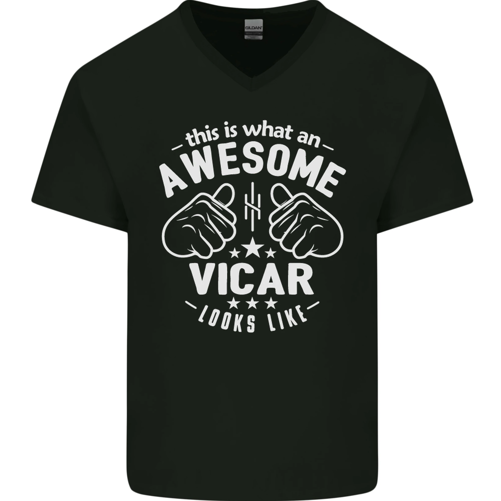 This Is What an Awesome Vicar Looks Like Mens V-Neck Cotton T-Shirt