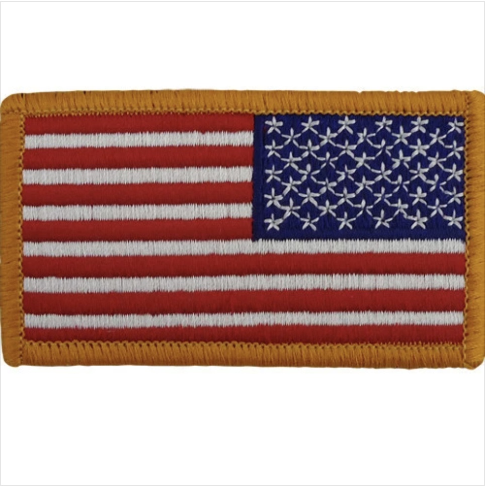 Authentic U.S. Flag Patch with Gold Edge Hook Backing