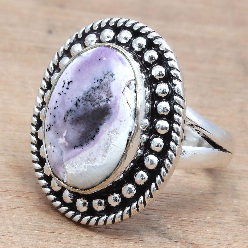 Tiffany Style Cabochon Gemstone Handmade Sterling Silver Jewelry Size 7