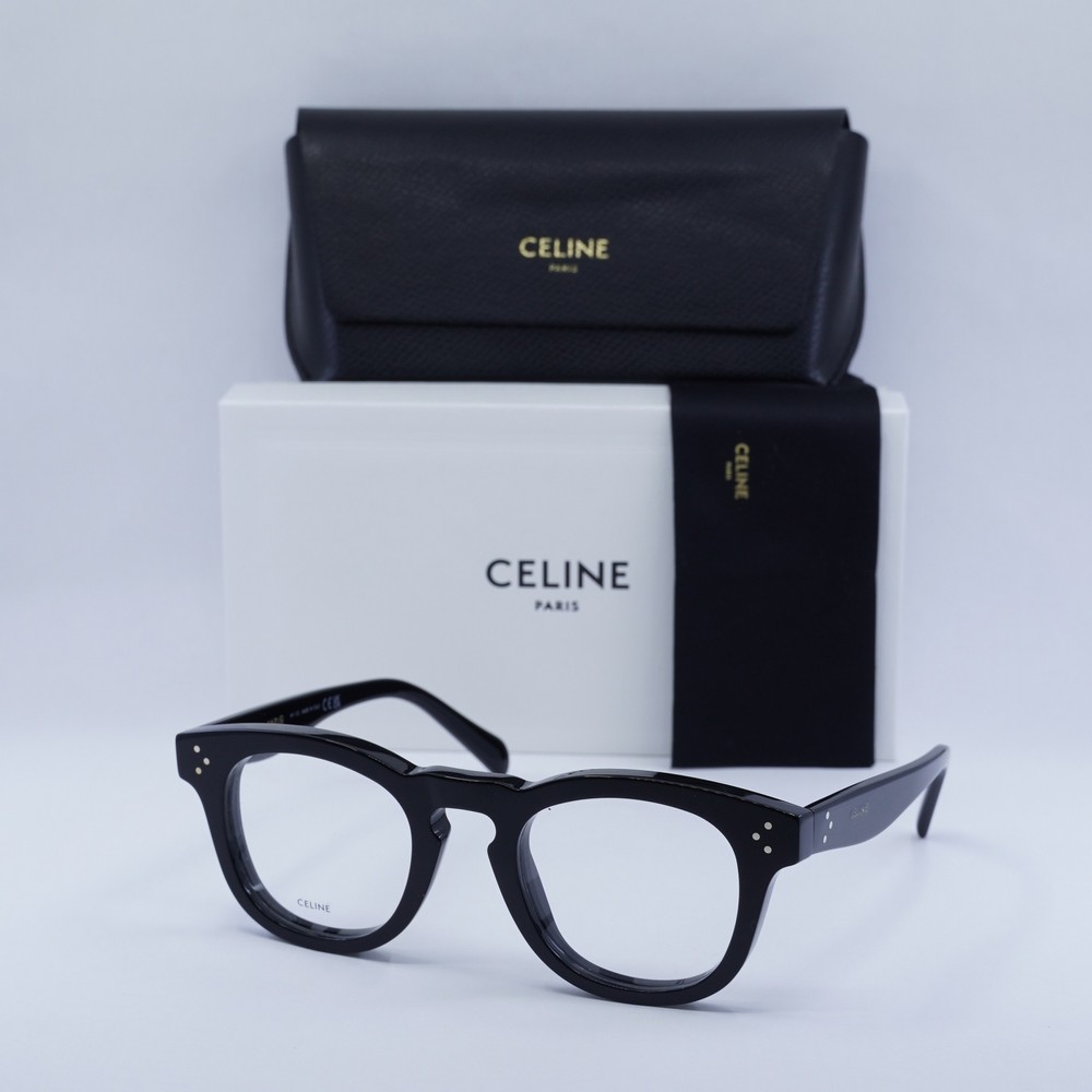 Celine CL50049I 001 Shiny Black 51mm Eyeglasses New Authentic
