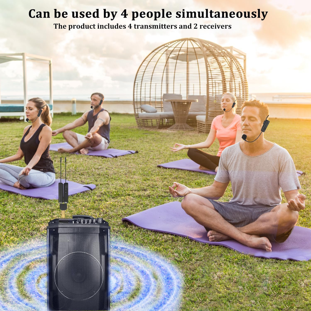 2.4G Wireless Microphone System with 4 Headset and Handheld Mics