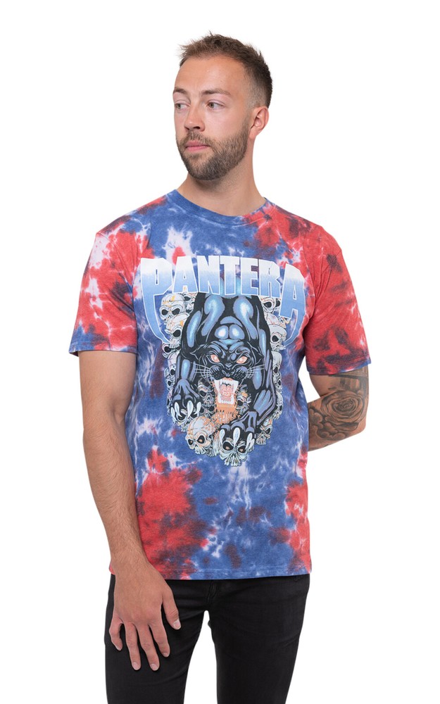Pantera T Shirt Panther Band Logo new Official Unisex Dye Wash Blue