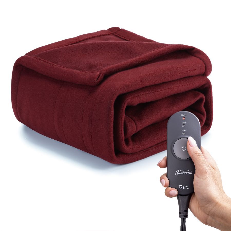 Garnet Fleece Electric Heated Throw, Warming Throws with Auto-Shut Off