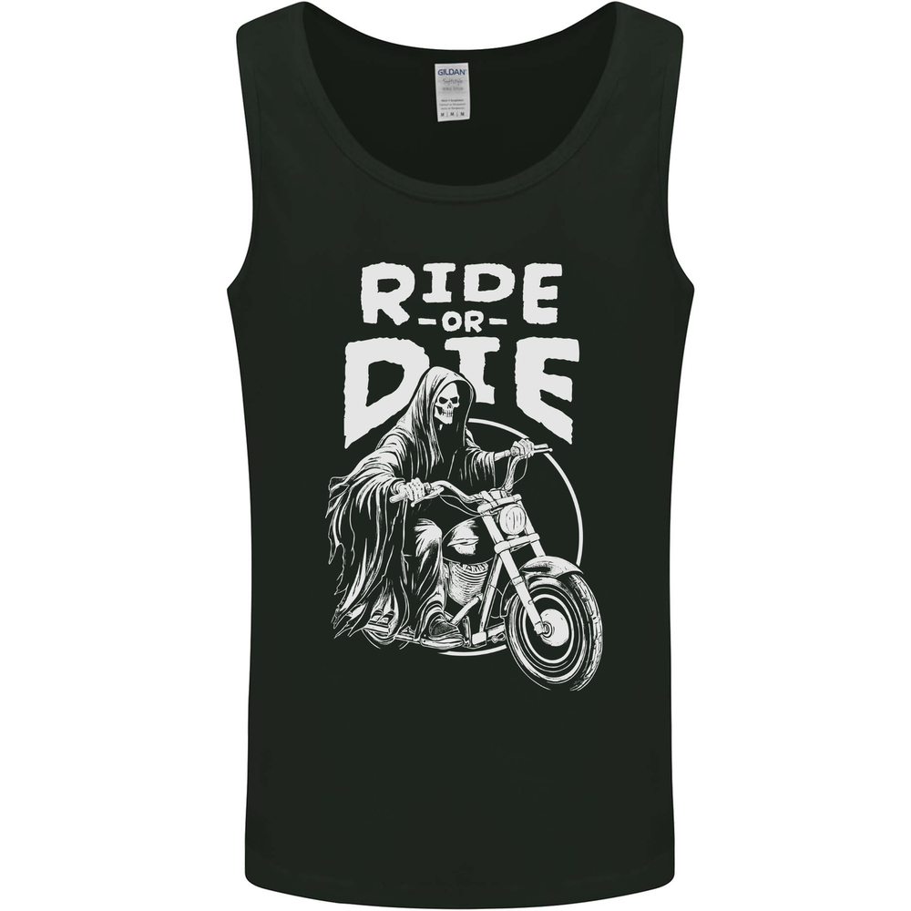Ride to Die Grim Reaper Biker Bicycle Skull Mens Vest Tank Top