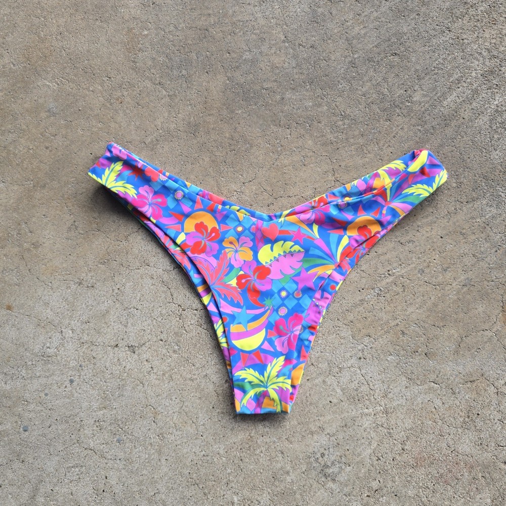 Kulani Kinis Women's Cheeky V Line Bikini Bottom Colorful Medium