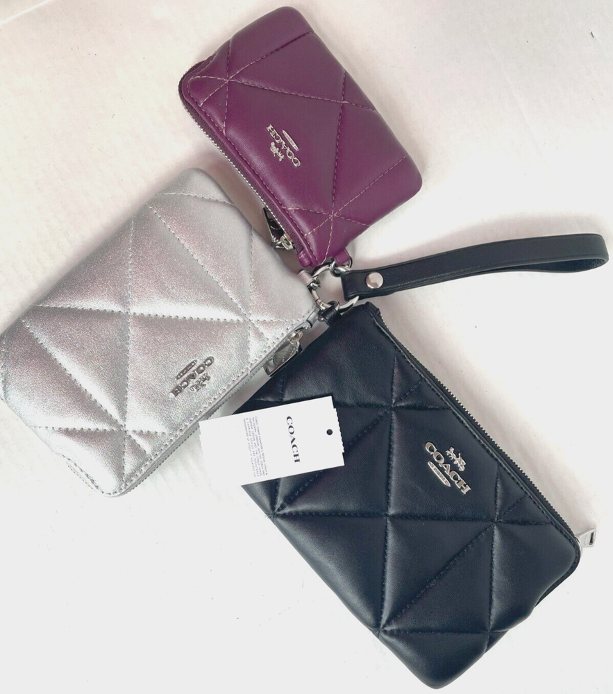 COACH CM313 Quilted Leather Trio Zip Wristlet Wallet NWT $318