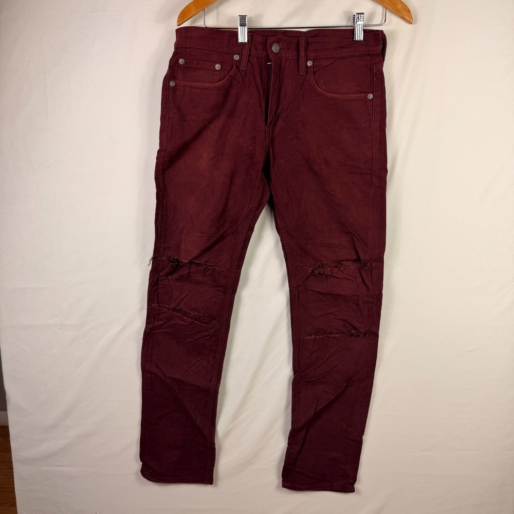 Levi's 511 Jeans Men’s 30x32 Red 100% Cotton Slim Fit Straight Dark Wash Denim