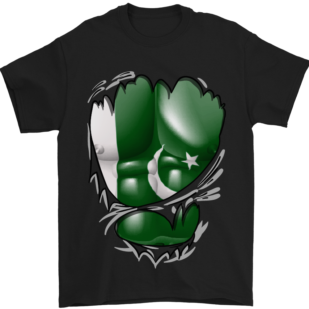 Gym The Pakistan Flag Ripped Muscles Effect Mens T-Shirt 100% Cotton