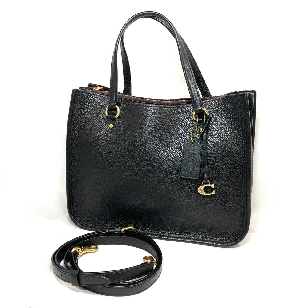 COACH Tyler Carryall 2-Way Tote Shoulder Handbag in Black Leather  