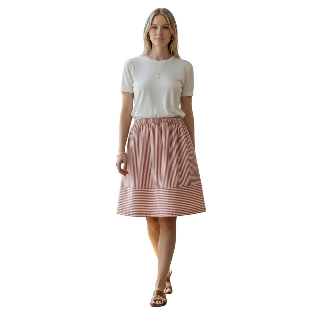 J. Crew Red White Striped A‑Line Skirt Pull On Waist Pockets Size XS Excellent