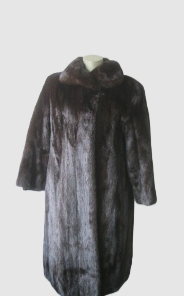 Women's Sz 12   Dark Ranch Mink Fur Coat Woman MINT