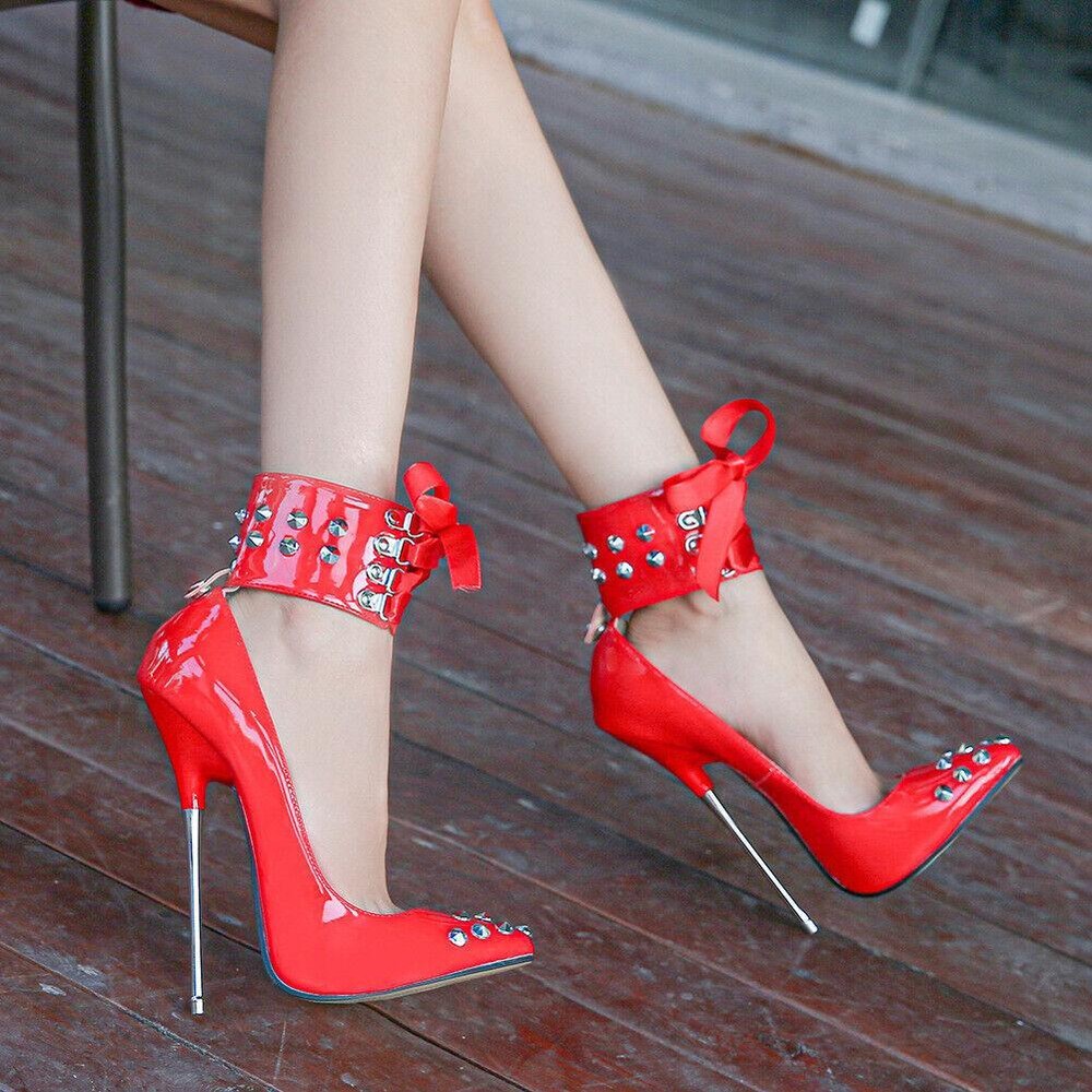 Women's Rivet Strap Stiletto Pumps - Pointed Toe Party & Nightclub Heels