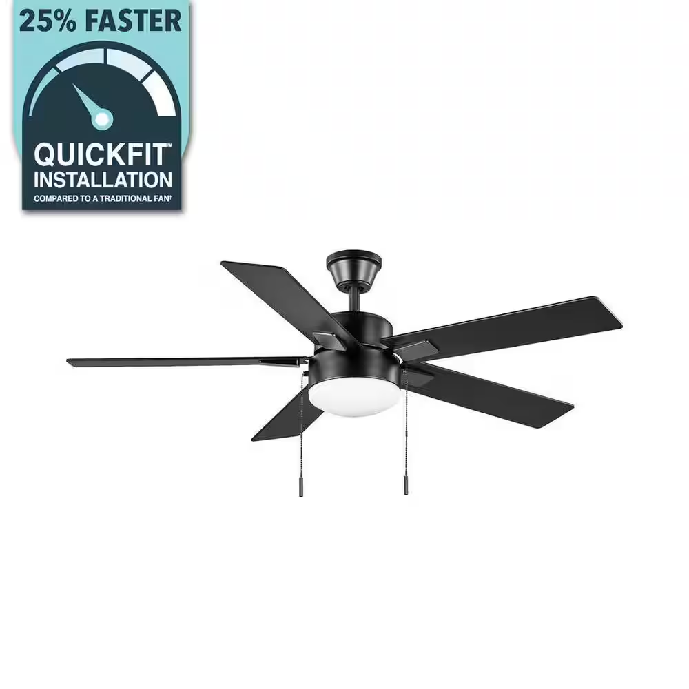 52 In. Corwin Indoor/Outdoor Matte Black LED Ceiling Fan with Light Kit