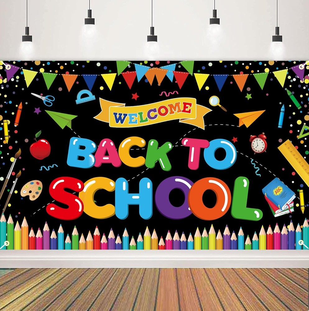 Back to School Decorations, Large Size Welcome Back to School Backdrop Welcome t-image