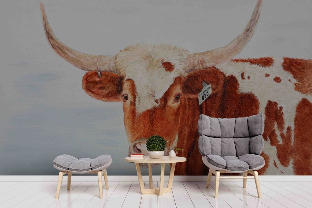 3D Cow Animal Close-up Wall Murals Wallpaper Murals Wall Sticker