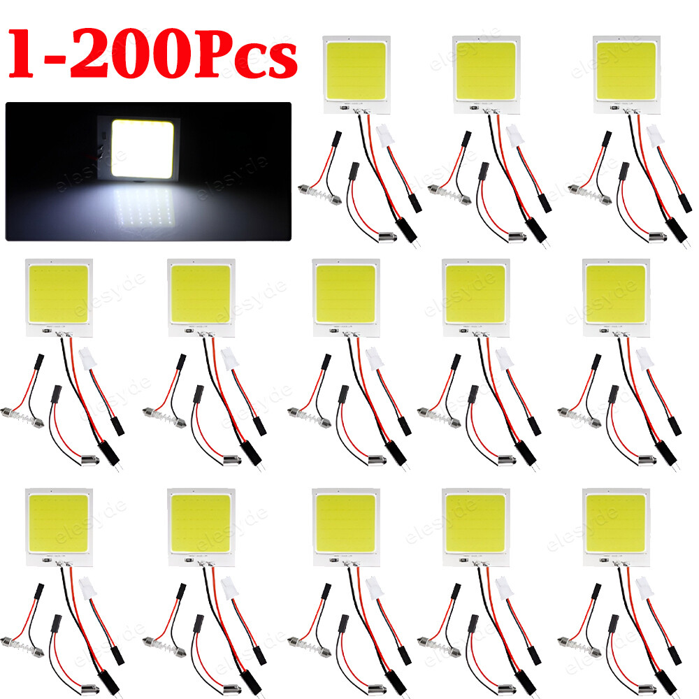 Lot 48SMD COB LED Car Interior Dome Panel T10 Festoon BA9S Light Bulbs White 12V