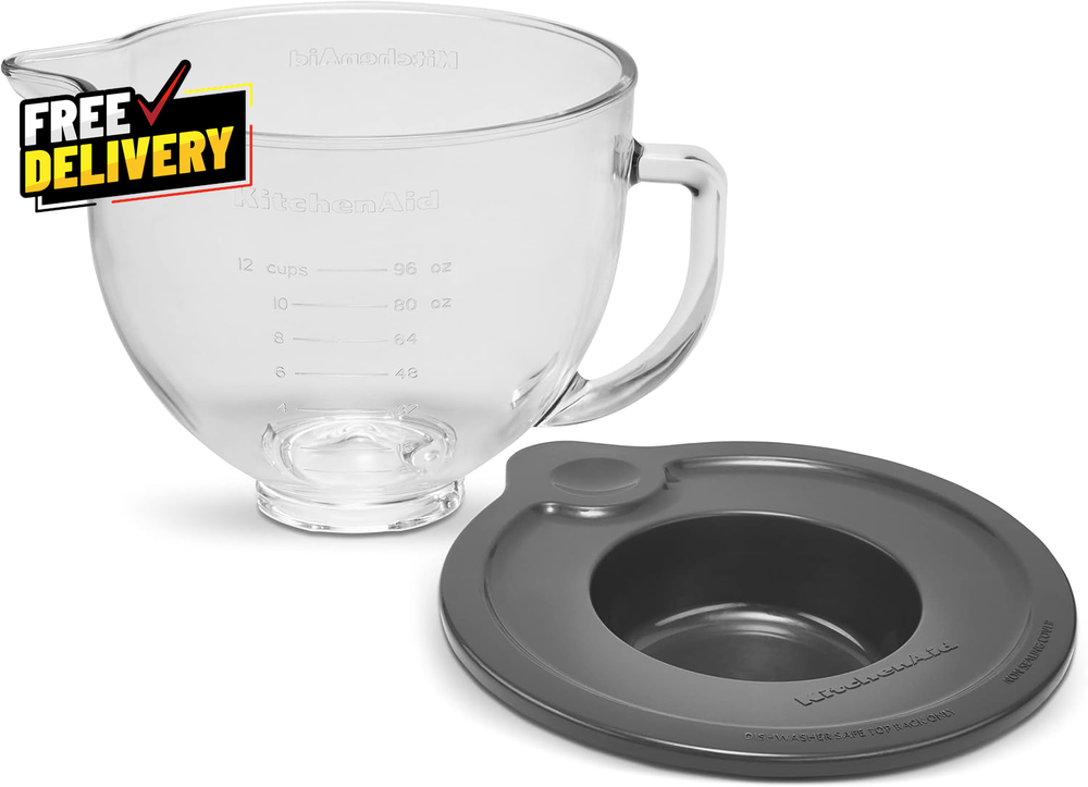 5 Quart Tilt-Head Glass Bowl with Measurement Markings & Lid - KSM5GB
