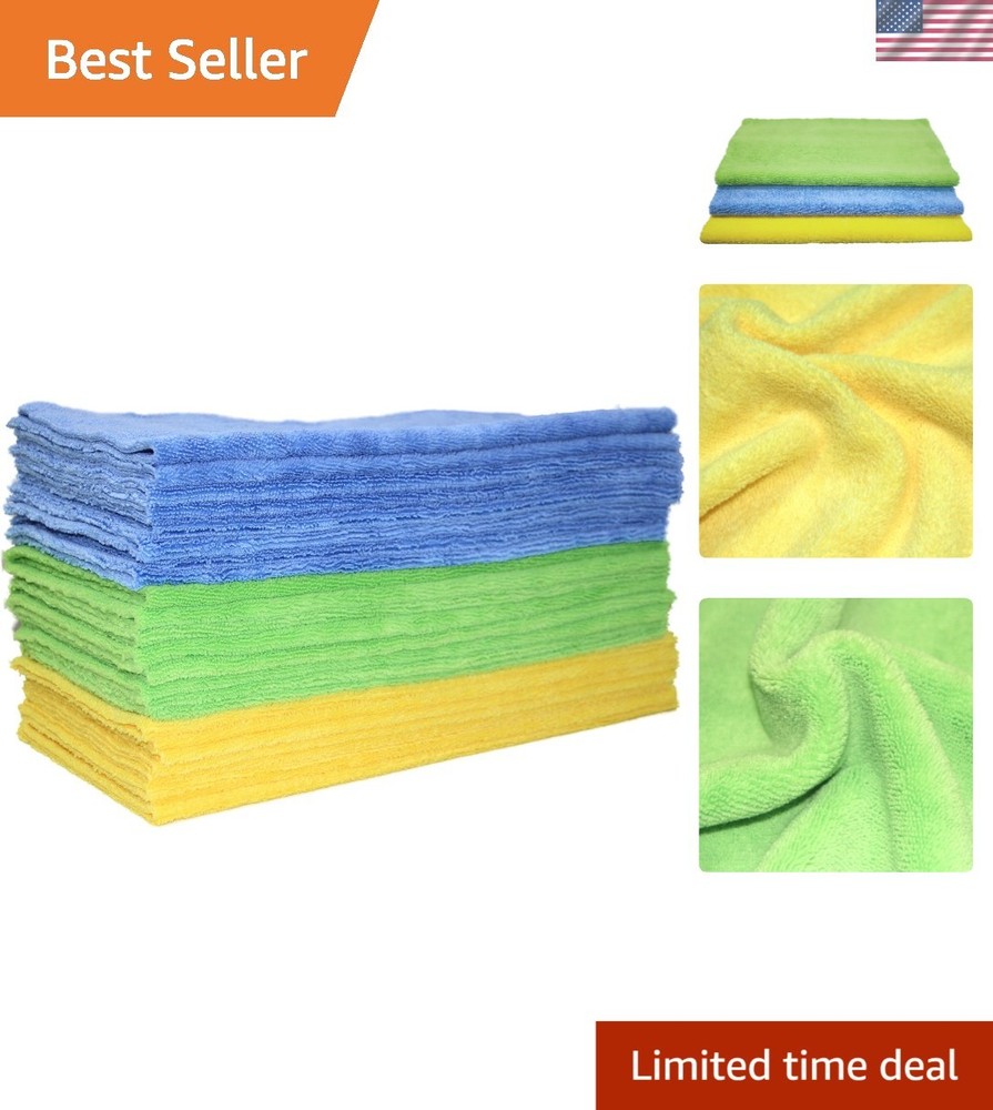 16x16 Ultrasonic Cut Edgeless Microfiber Cleaning Towels 24 Pack Multi-Color