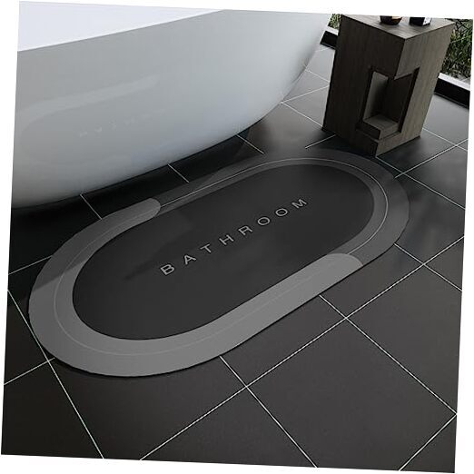 Non-Slip Quick-Dry Bath Mat Rug 24 x 48 Inches in Dark Grey for Bathroom