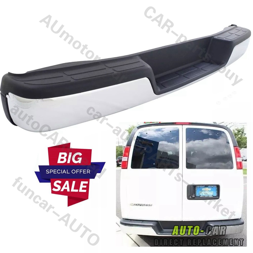 Chrome Steel Fits for 1996-2023 Express Savana 1500 2500 3500 Steel Rear Bumper