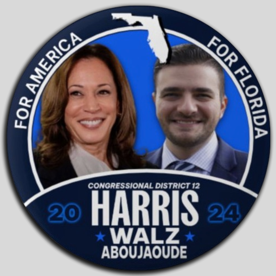Kamala Harris Adoujaoude Congress Pin Button Jugate Florida Democrat Pres