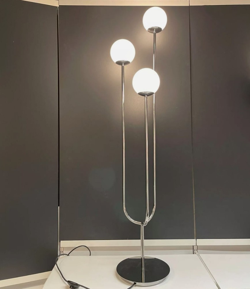 Ikea SIMRISHAMN 62-inch chrome floor lamp with opal glass shade 504.377.73 new
