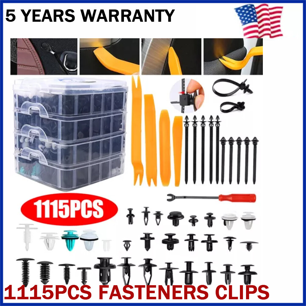 1115PCS Car Retainer Clips Auto Fasteners Push Trim Clips Pin Rivet Bumper Kit 】