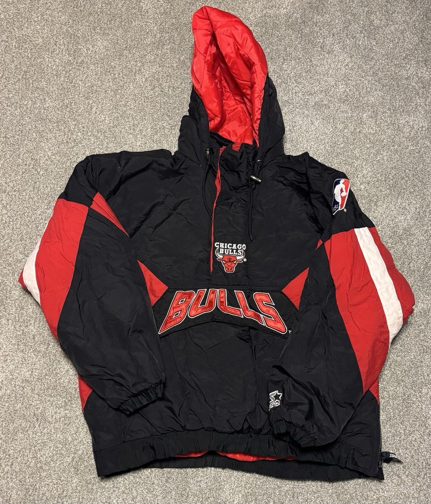 Vintage Starter Chicago Bulls Jacket Men’s Extra Large NBA Pullover Puffer Coat