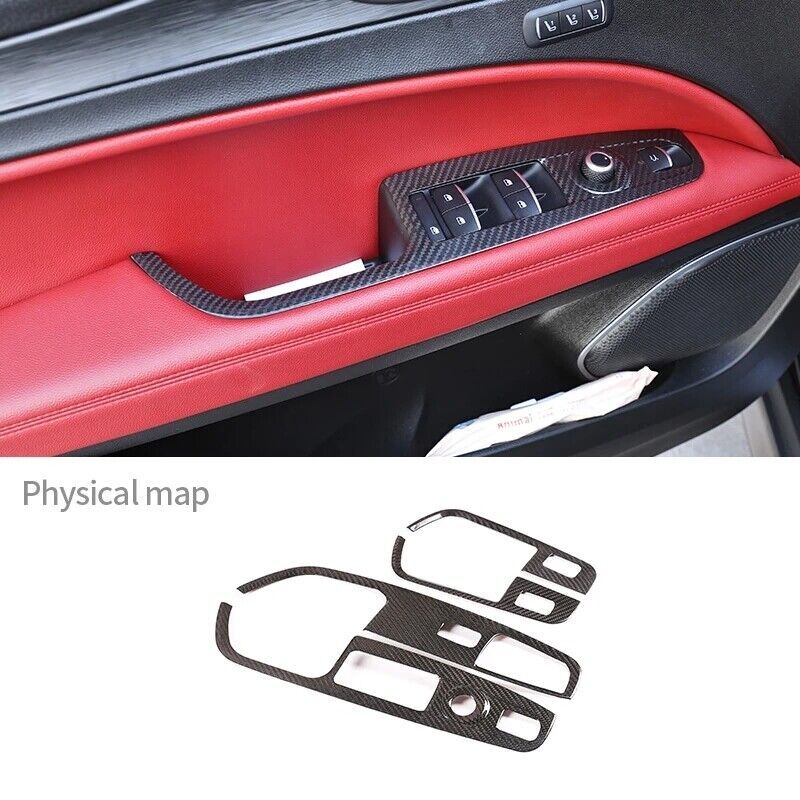 Carbon Fiber Car  Interior Window Lift Trims For Alfa Romeo Stelvio 2017-20 2021