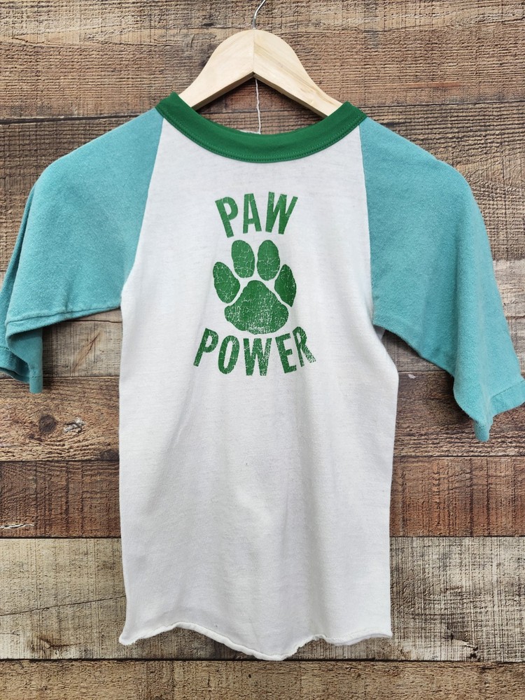 70s Youth Russell Athletic Paw Power Baseball T Shirt Single Stitch Great Shape
