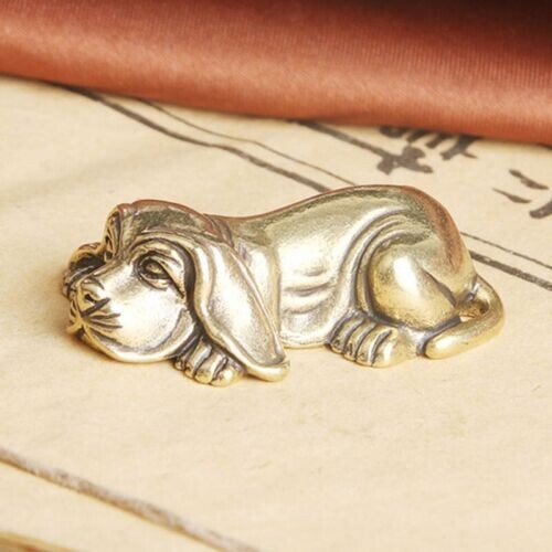 Solid Brass Dog Figurine Statue Animal Figurines Toys House Desktop Decoration