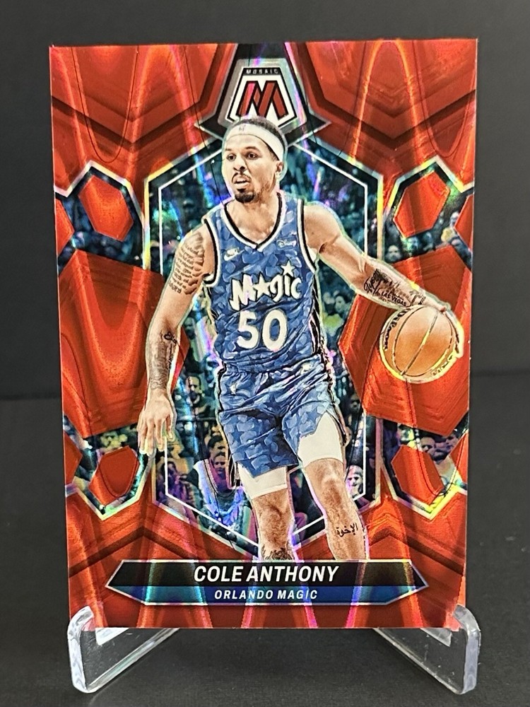 2023-24 Panini Mosaic Cole Anthony Red Seismic #/299 Orlando Magic NBA Card
