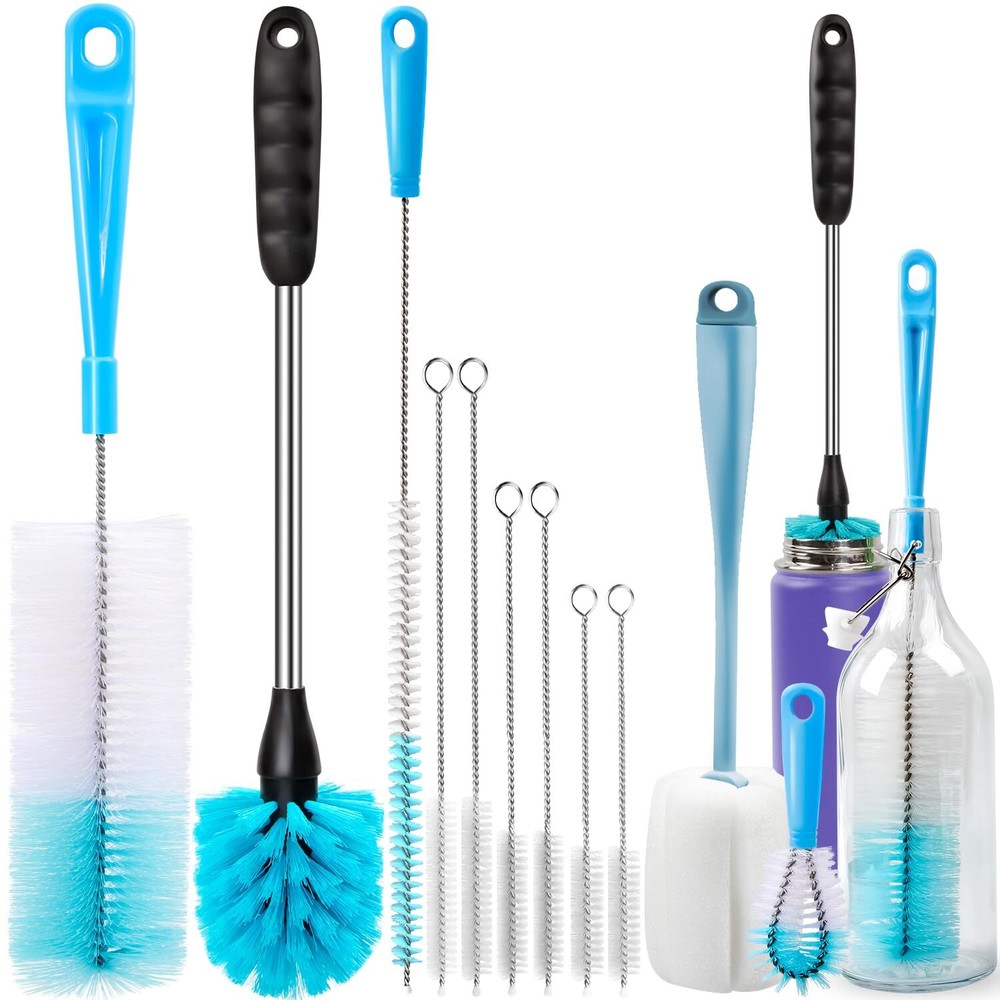 Bottle Brush Tube Cleaning Set with Long Handle Cup Cleaner for Washing Narro...