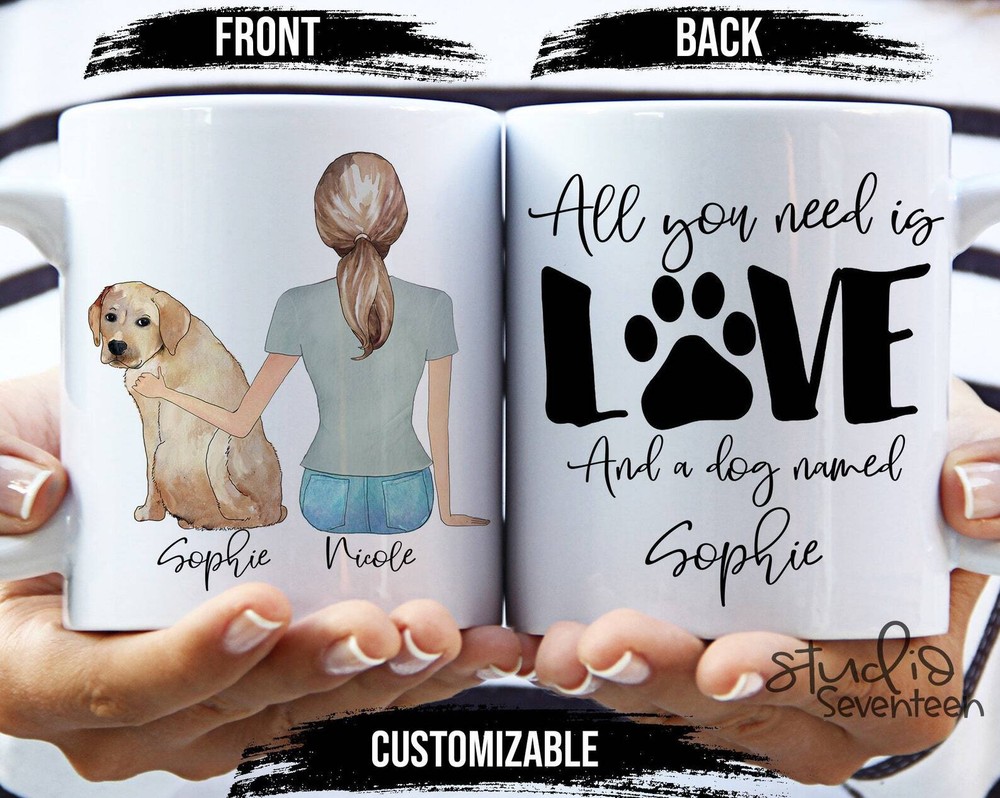 Custom Dog Mom Coffee Mug with Pet Portrait - Personalized Gift  