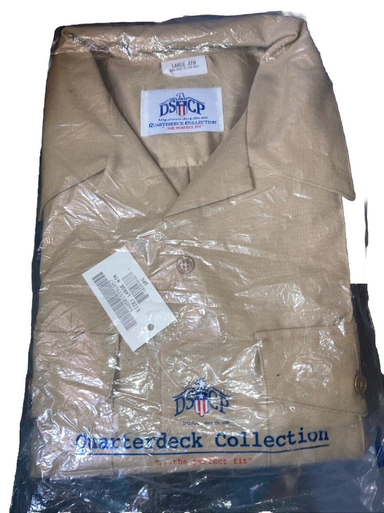 NEW DSCP Quarterdeck US NAVY SS Khaki Service Uniform LARGE ATHLETIC Brand New