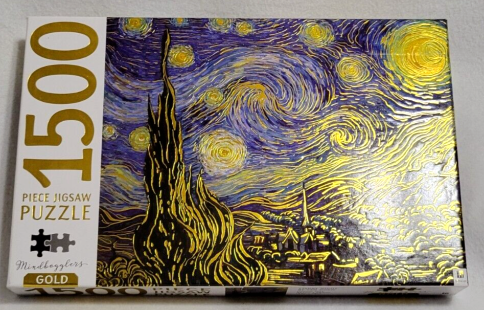 Mindbogglers Gold: Starry Night by Van Gogh Jigsaw Puzzle 1500 Pieces Hinkler