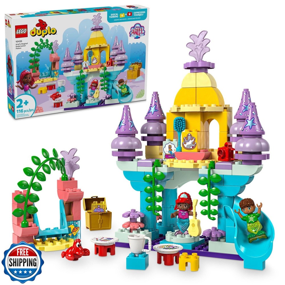 LEGO DUPLO Disney Ariel Underwater Palace Toy Set for Kids with Mini Dolls