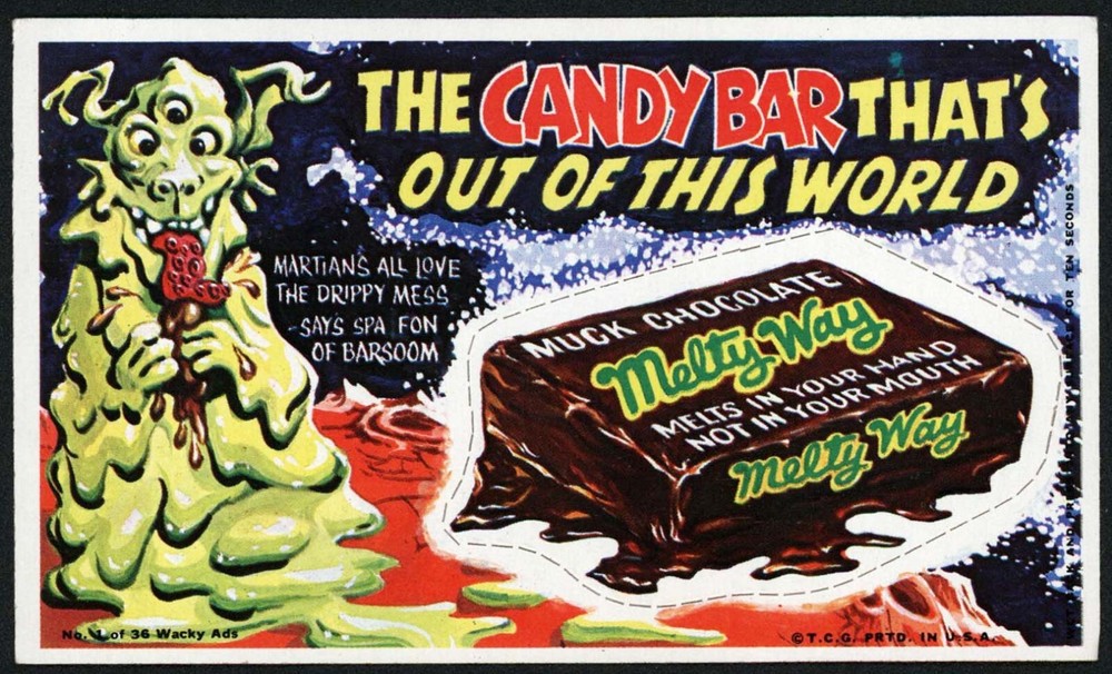 Vintage 1969 Topps WACKY AD No 1 Melty Way Candy Bar TCG Trading Card