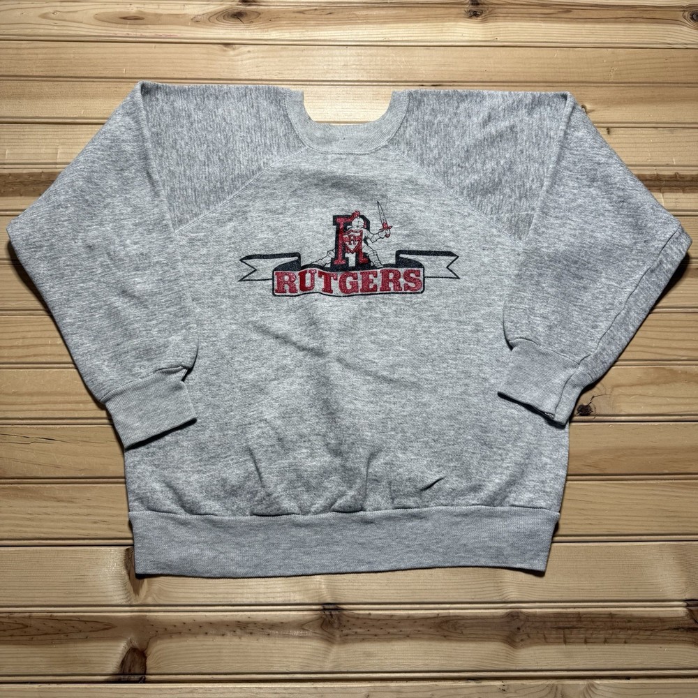 Vintage 80s Champion Raglan Crewneck Rutgers College Sweatshirt Size Medium