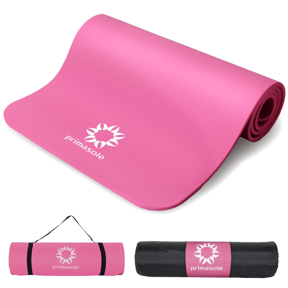 1/2-Inch Thick Yoga Mat with Carry Strap Case for Pilates Fitness Workouts
