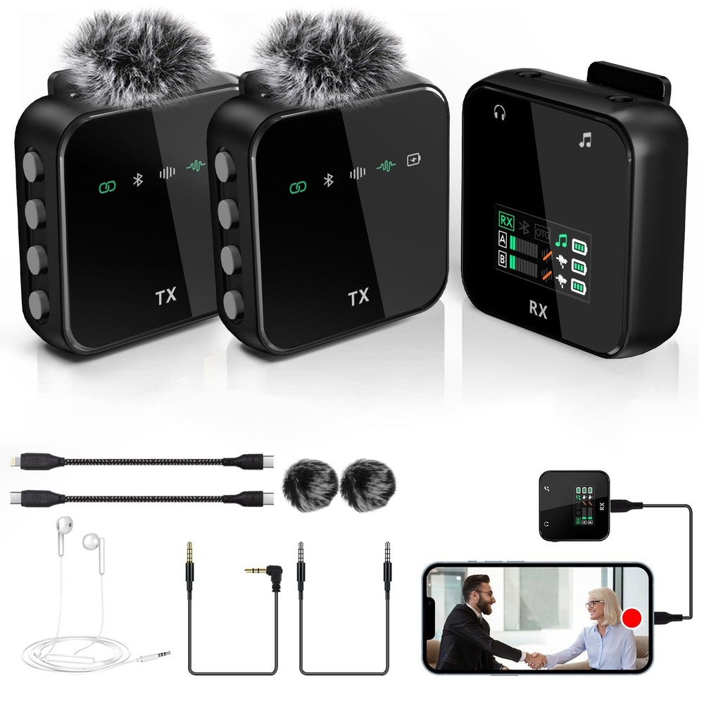 Wireless Lavalier Microphone for iPhone - Professional Video Recording Mic