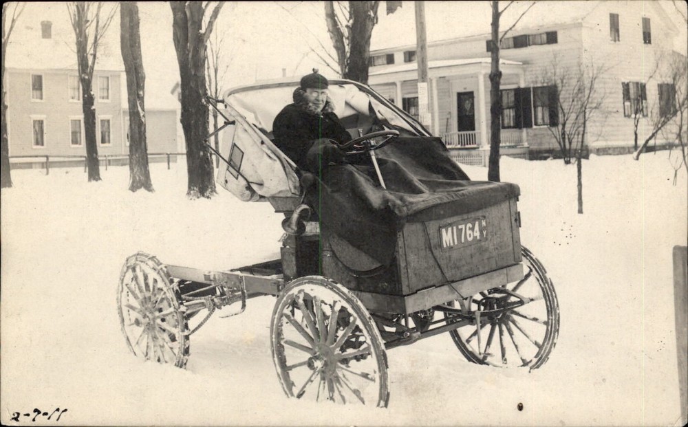 Cortland NY Cancel Converted Wagon to Truck Snowy Scene RPPC Vintage Postcard
