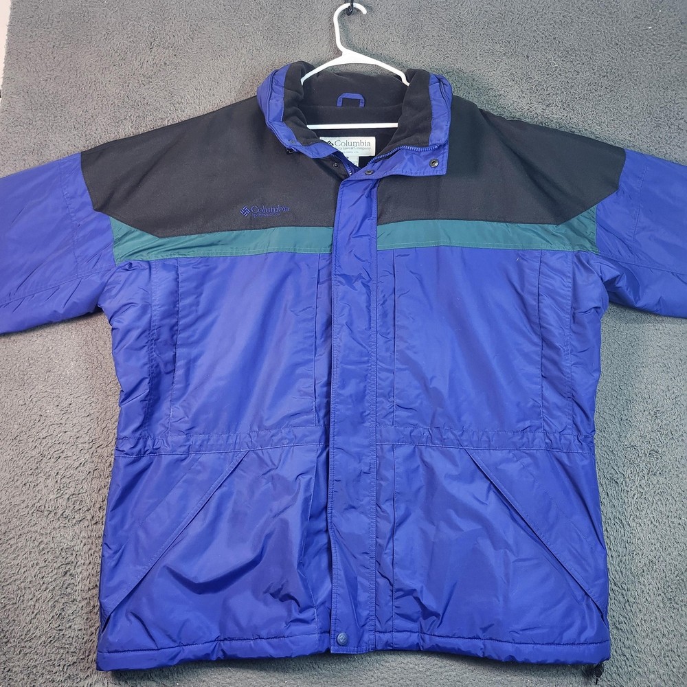 Vintage Columbia Jacket Mens 2XL Blue Hooded Insulated Parka Nylon Ski 90s