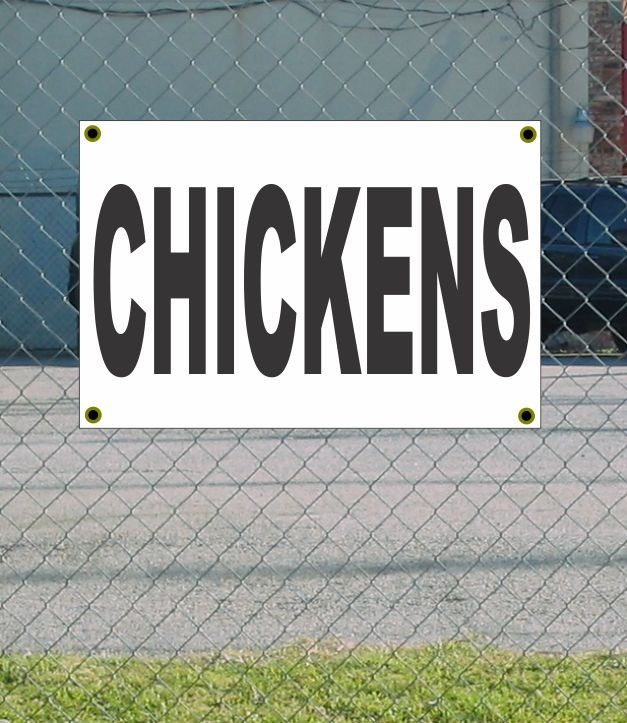 2x3 Black & White Chicken Banner Sign with Discount Size & Price