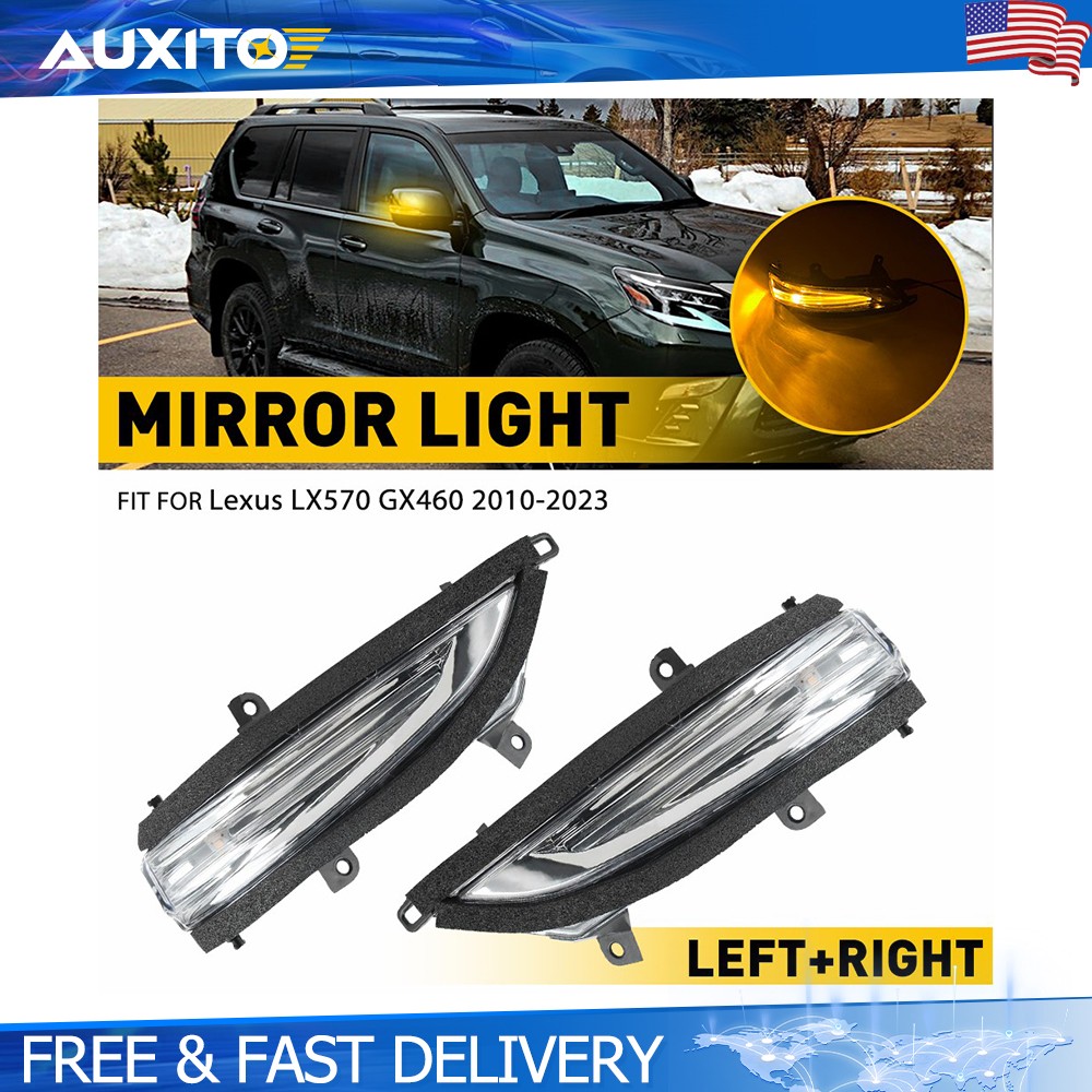 2X For Lexus LX570 10-23 GX460 Front Left Right Mirror Turn Signal Lamp Amber