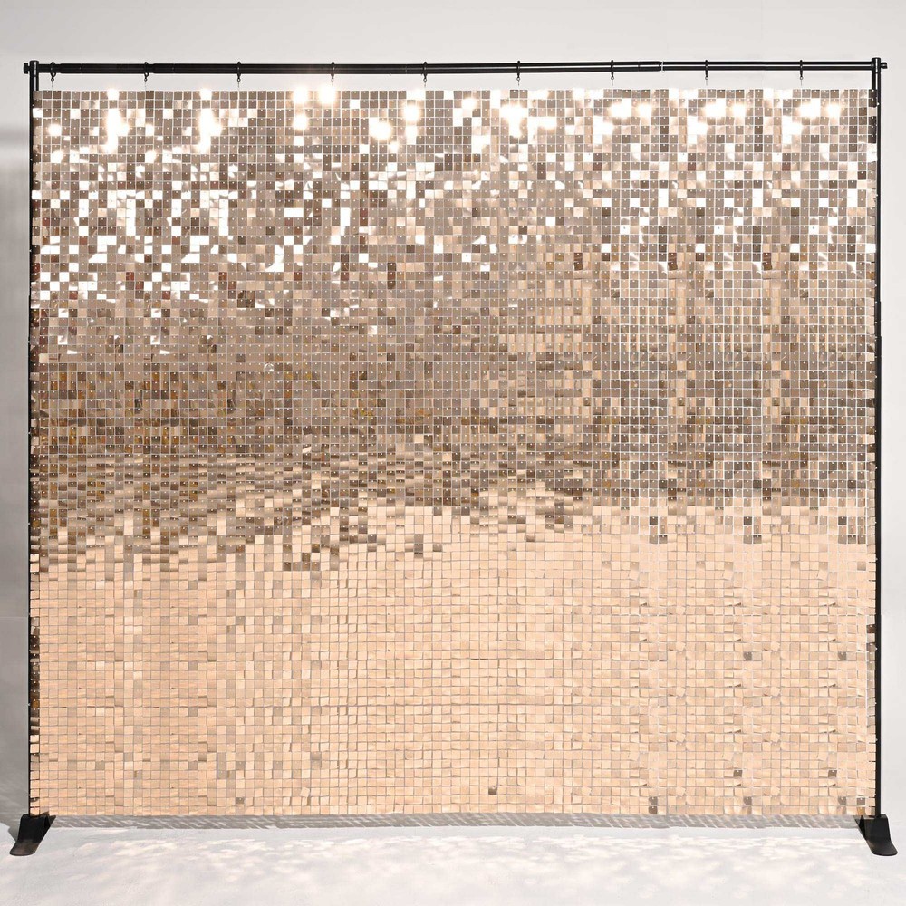 10x8 FT Shimmer Wall Backdrop with Stand 72 Pcs Panels Decor for Wedding Party